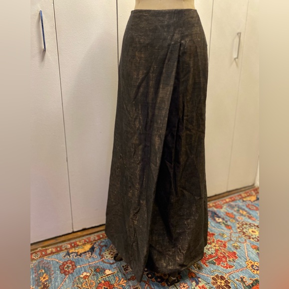 Carmen Marc Valvo Signature Maxi Skirt 8 Women Green Aline Shiny Elegant Party - Picture 4 of 15